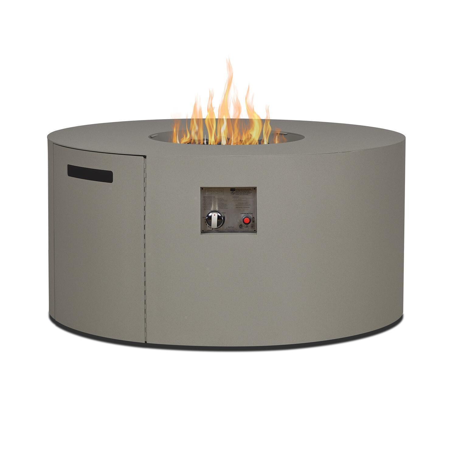 Covewood 4292LP-CGRY 41 Inch Round Aluminum Propane Fire Pit Table in Gray by BBQGuys Signature - Control - Detail thumbnail