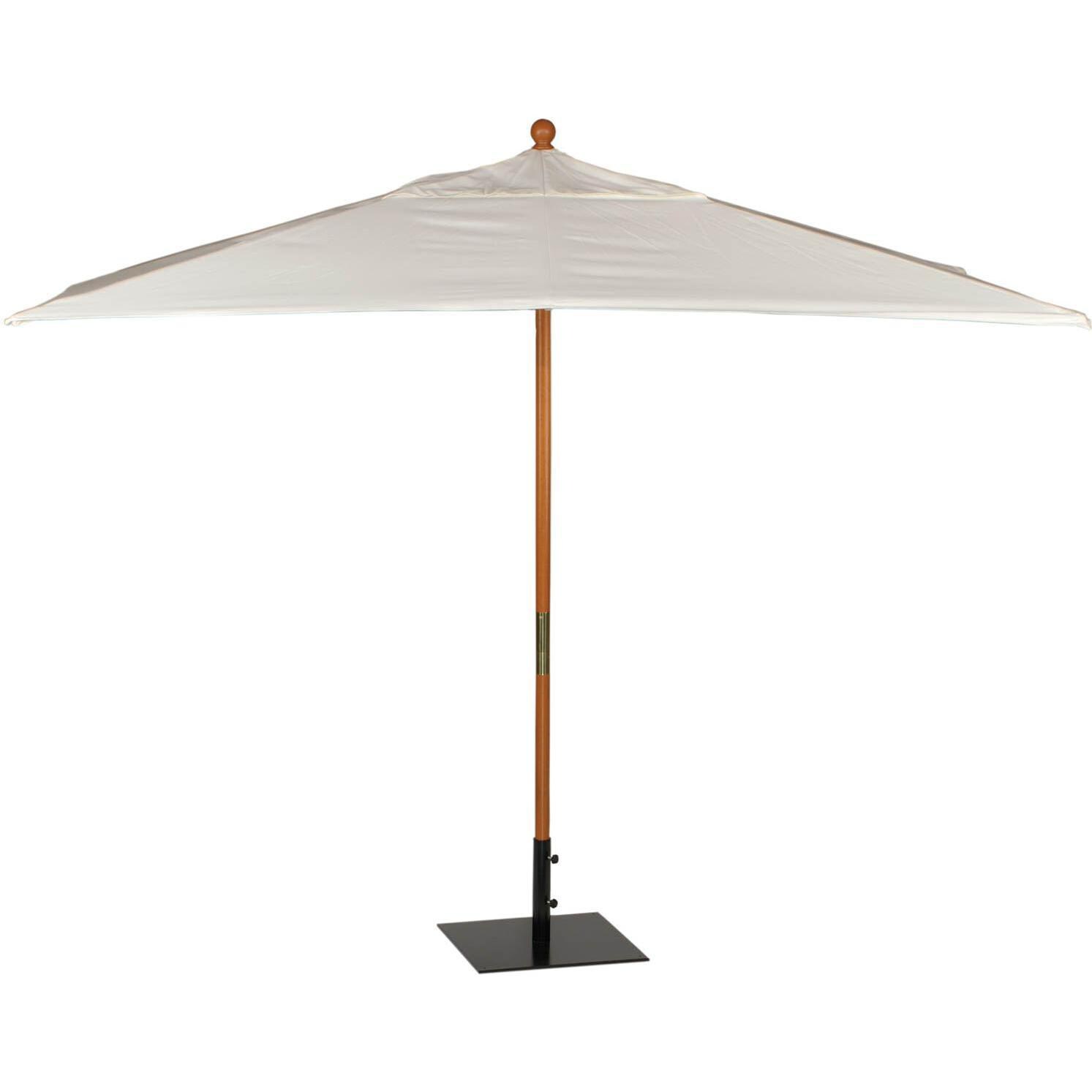 Oxford Garden 10 Ft. Rectangular Wood Patio Market Umbrella With Pulley - Natural (Shown With Umbrella Stand - Not Included) thumbnail