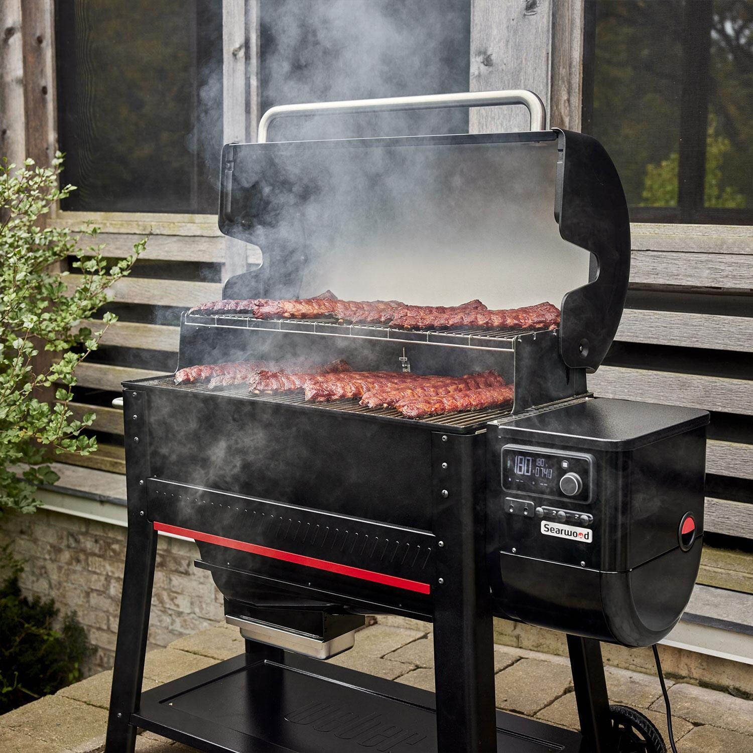 Weber 1500121 Searwood XL 600 Pellet Grill - In Use - Lifestyle thumbnail