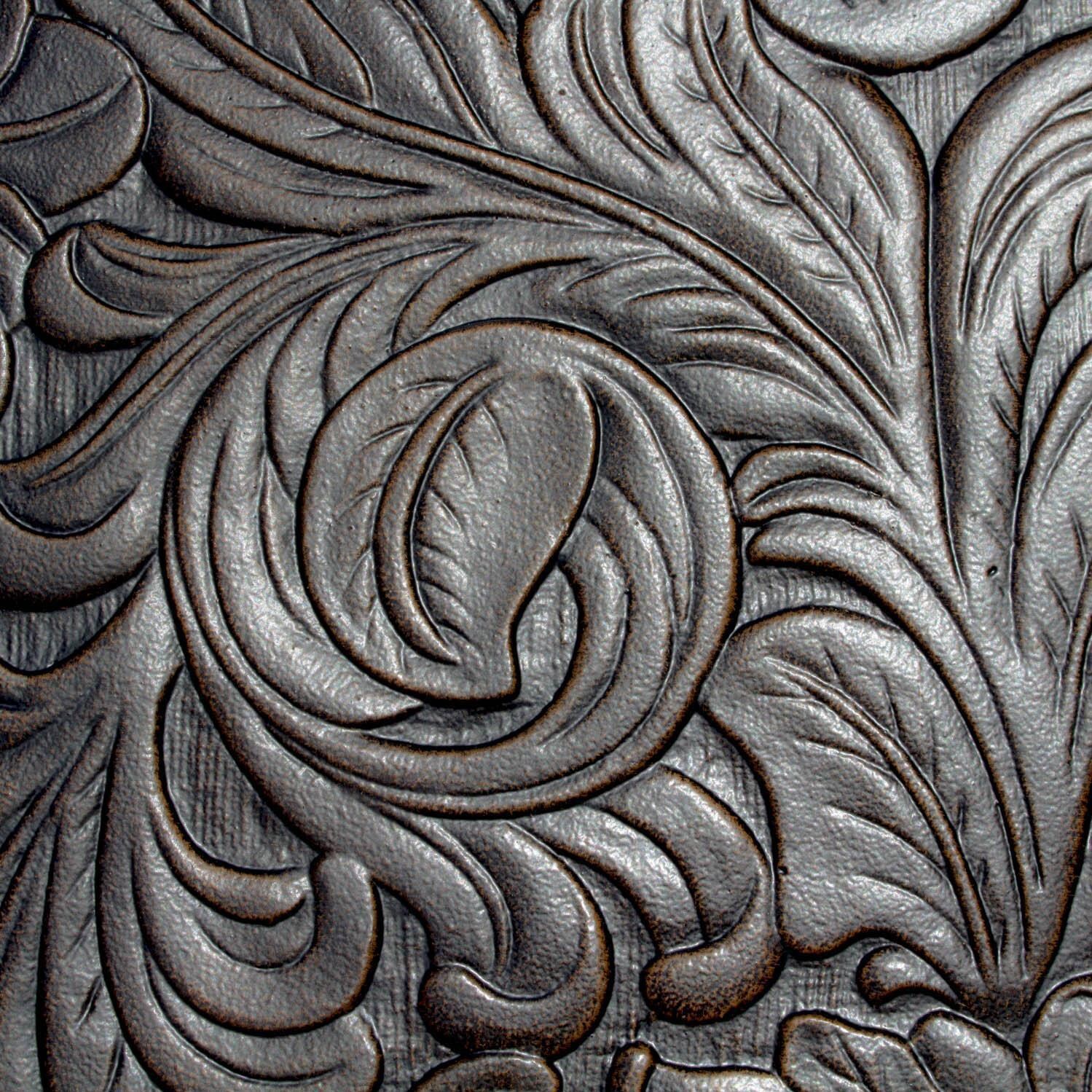 Du Monde 48-Inch Round Cast Aluminum Outdoor Pedestal Dining Table - Tooled Top Detail thumbnail