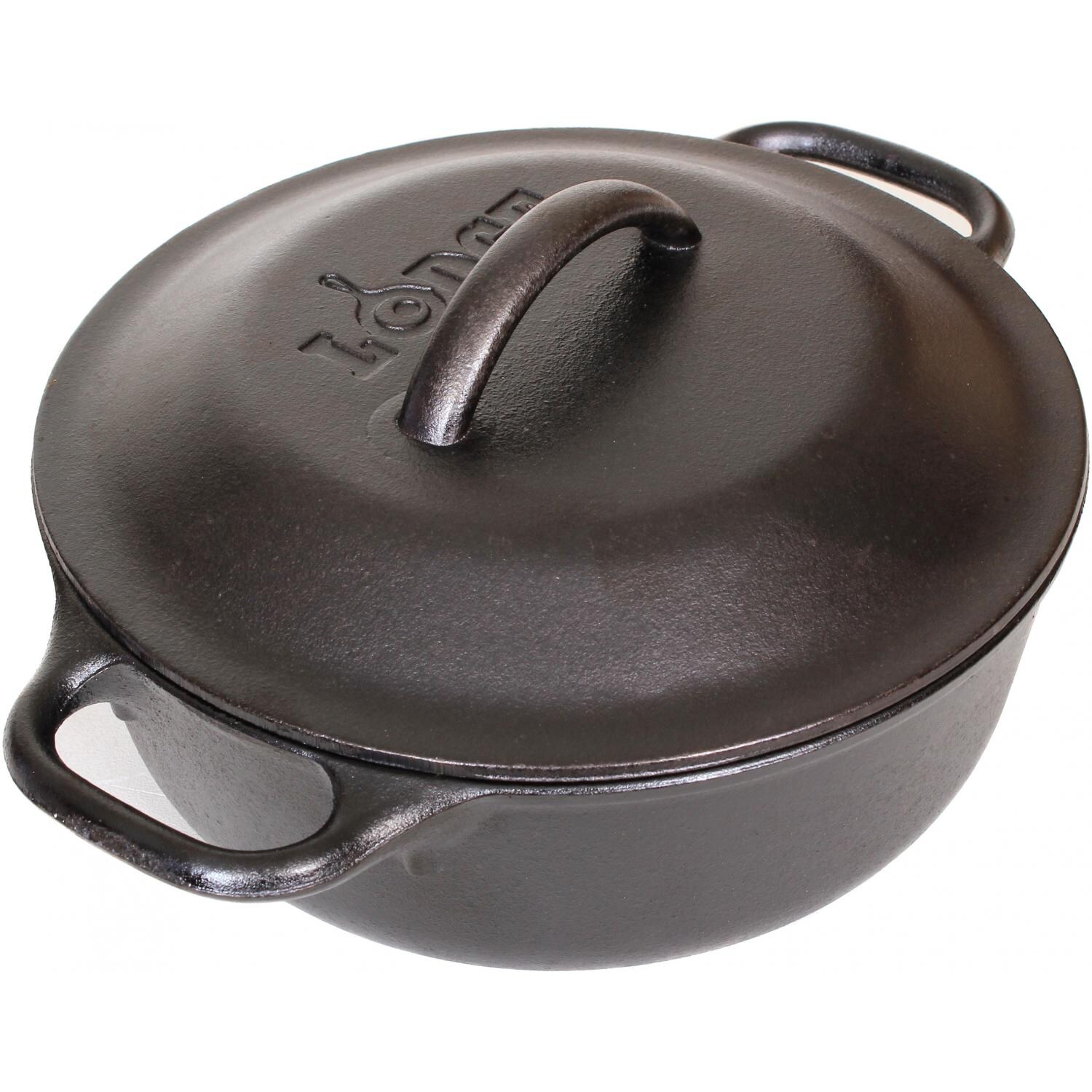 Lodge Seasoned Cast Iron Serving Pot With Iron Cover thumbnail