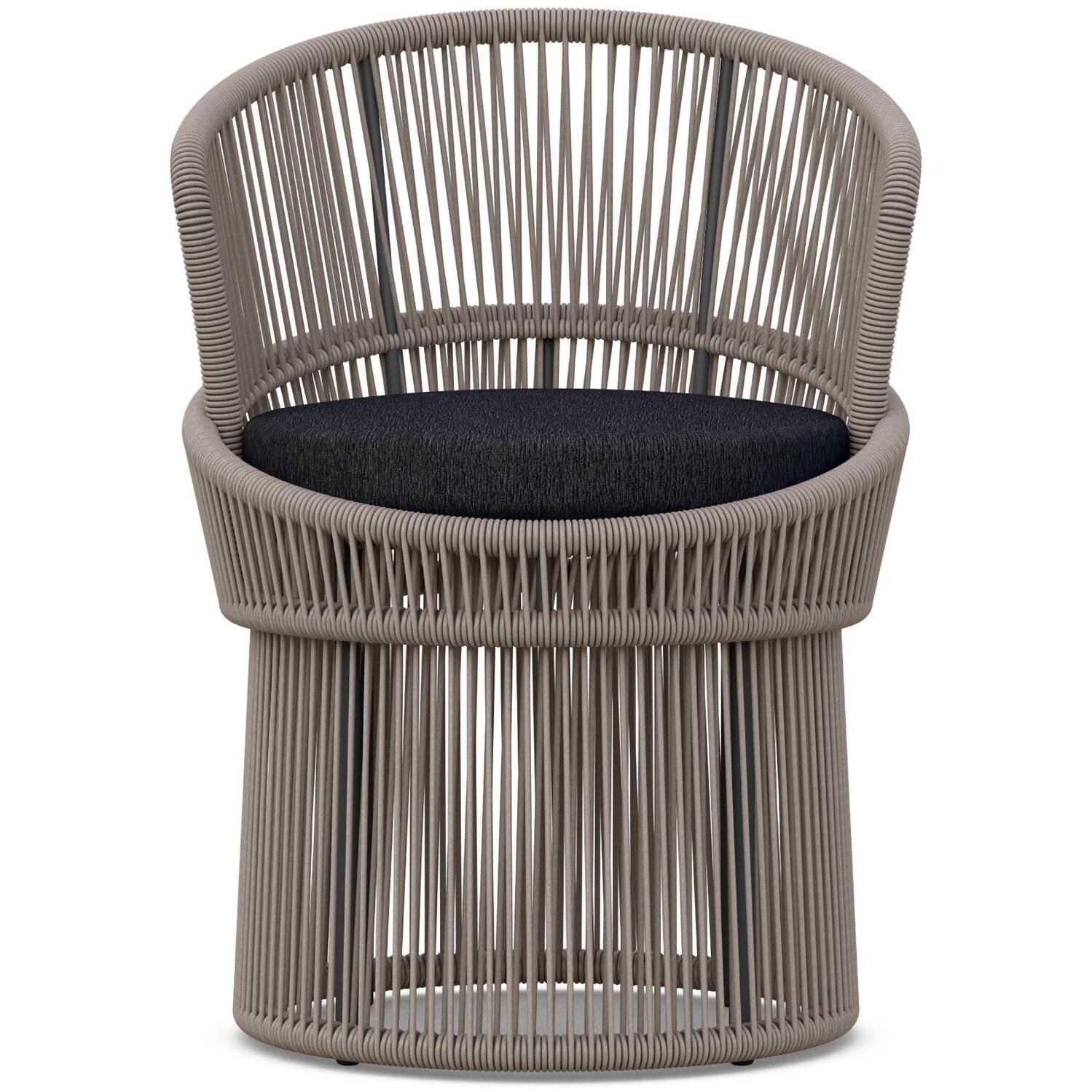 Azzurro Living Palma Woven Rope Dining Chair in Mocha/Midnight - Front - White Background thumbnail