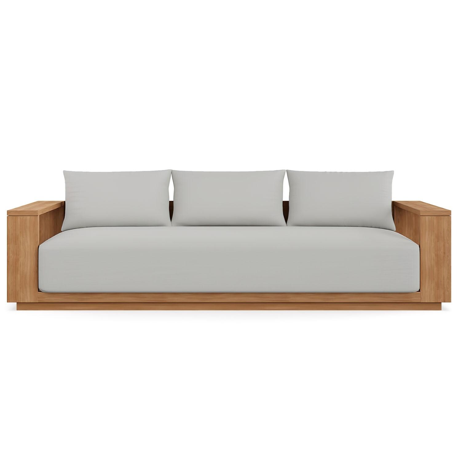 Bellawood 3 Person Teak Luxe Sofa in Silver by Lakeview Outdoor Designs - White Background thumbnail
