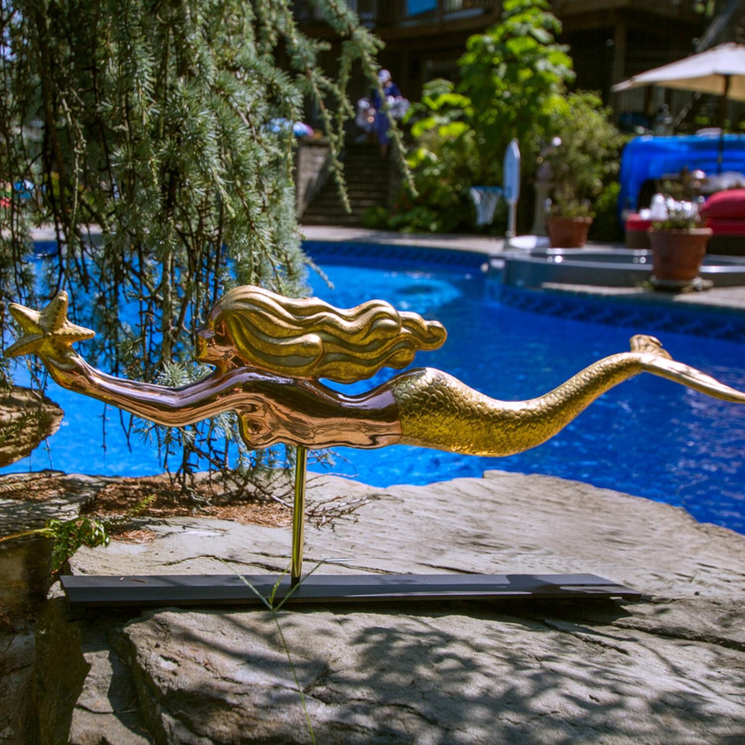 Mermaid Table Top Sculpture By Good Directions - Polished Copper & Gold Leaf thumbnail