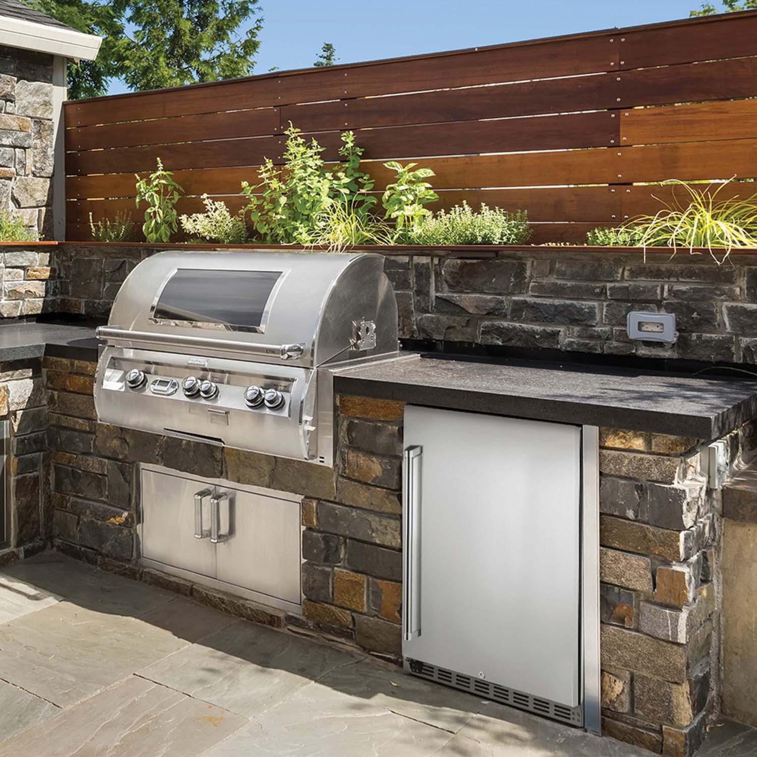 NewAir NCR053SS00 24 Inch 160 Can Right Hinge Commercial Built-in Outdoor Beverage Cooler - Stainless Steel - Lifestyle