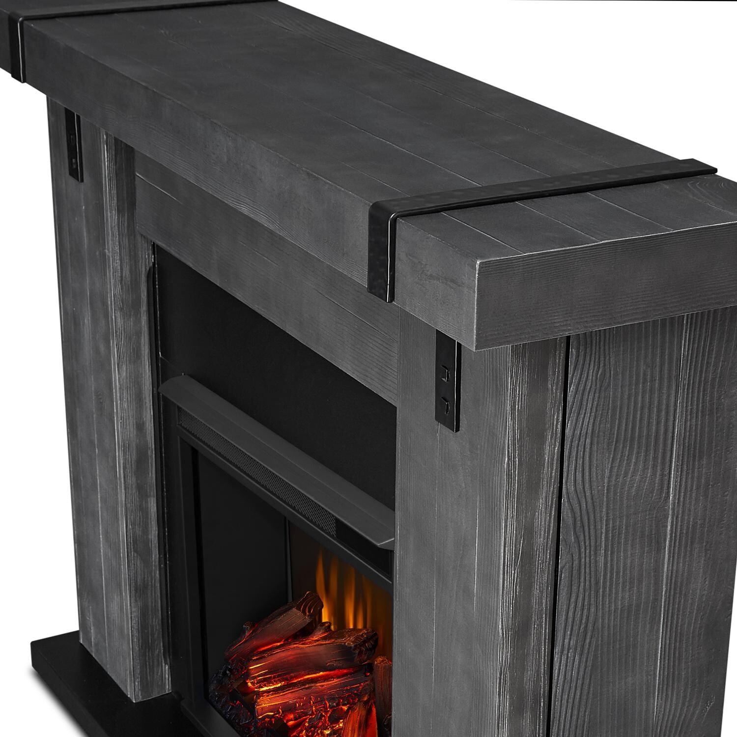 Real Flame - 9220E-GBW - Aspen 49-Inch Electric Fireplace With Mantel - Gray Barnwood - Corner Detail thumbnail