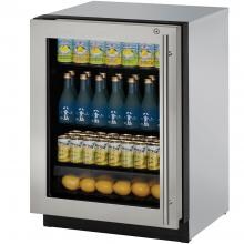 U-Line 3000 Series 24-Inch 4.9 Cu. Ft. Built-In Left-Hinge Compact Refrigerator With Glass Door And Lock - Stainless Steel - U-3024RGLS-15B image