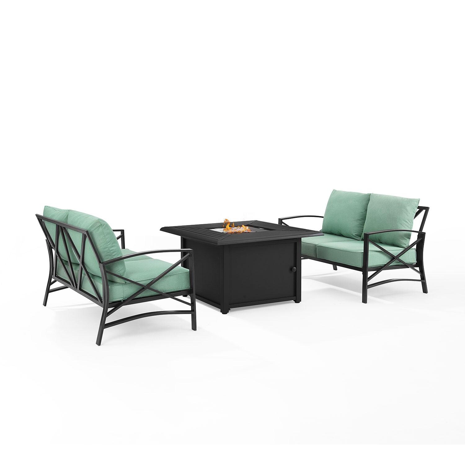 Ultimate Patio UP-82271BZ-MI 3Pc Outdoor Loveseat Set W/ Fire Table in Mist - Rear - White Background thumbnail