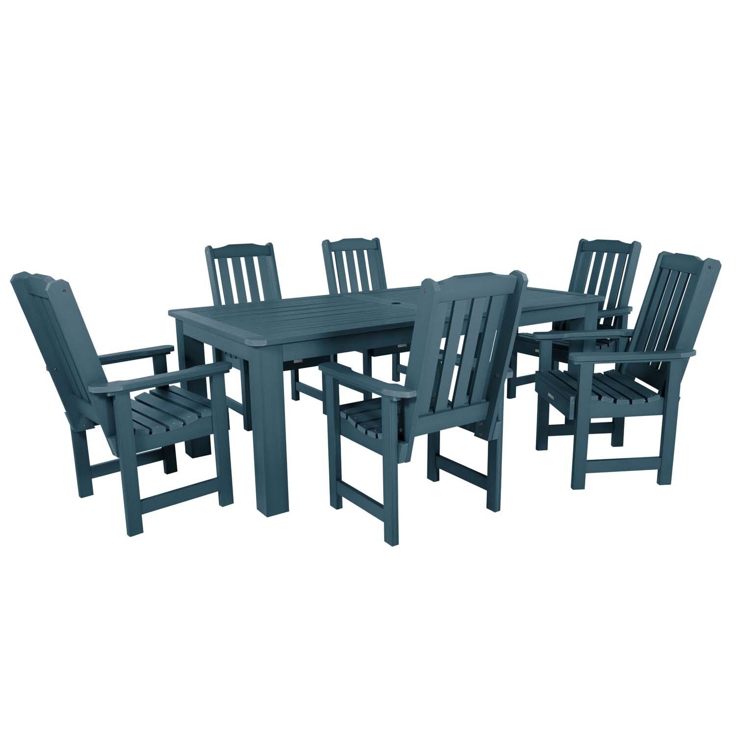 Hart Lane 7 Pc Recycled Plastic Dining Set In Nantucket Blue by Lakeview - White Background thumbnail
