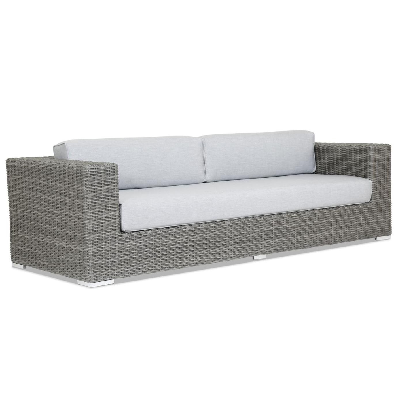 Emerald II Wicker Patio Sofa W/ Sunbrella Canvas Granite Cushions By Sunset West image