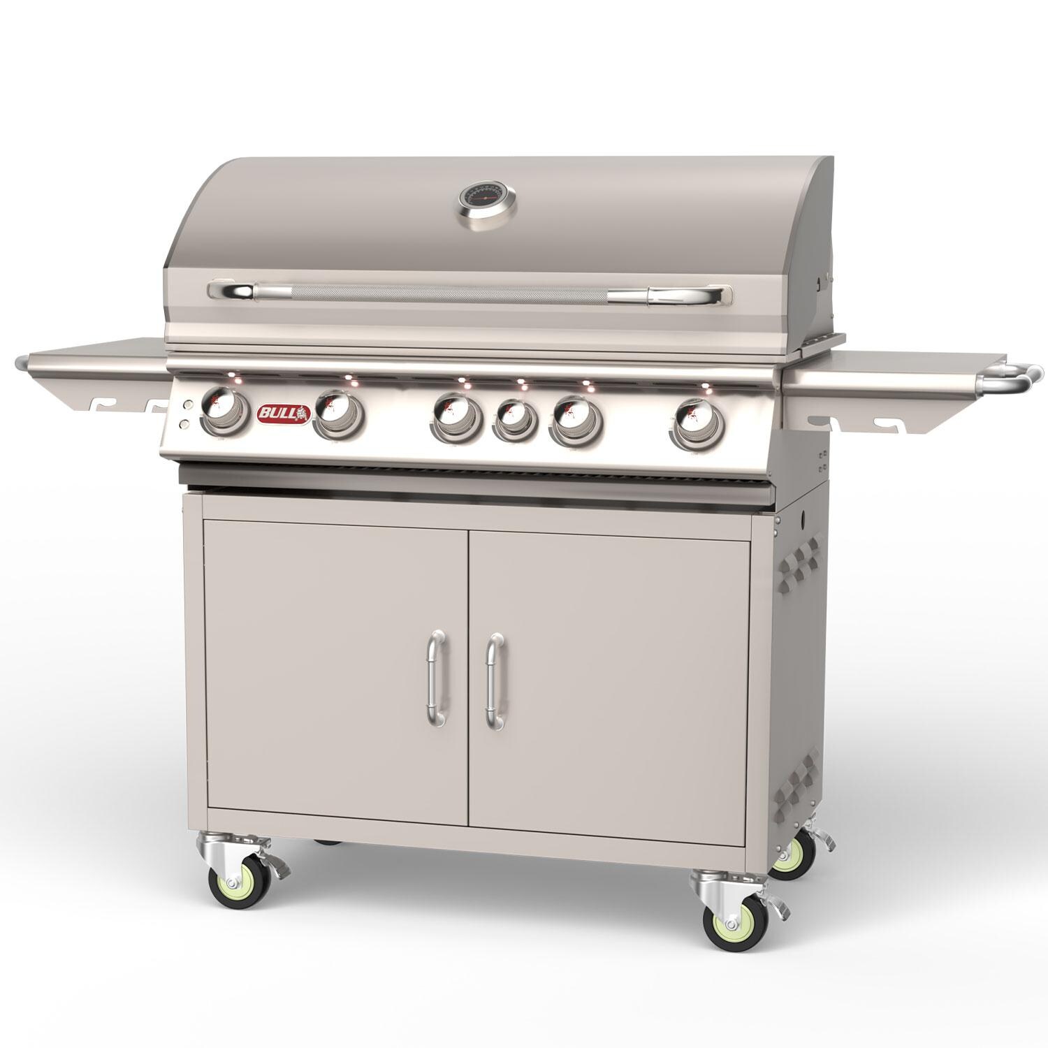 Bull 55000 Brahma 38-in 5-Burner Propane Gas Grill Cart - Hood Down - Left View - White Background thumbnail
