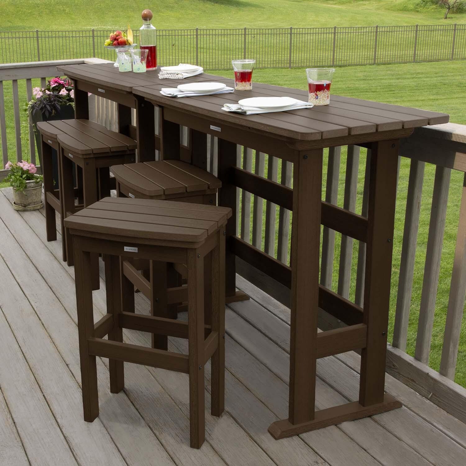 Hart Lane 6 Pc Recycled Plastic Bar Height Dining Set in Weathered Acorn By Lakeview Outdoor Designs - Alternate Configuration - Lifestyle thumbnail