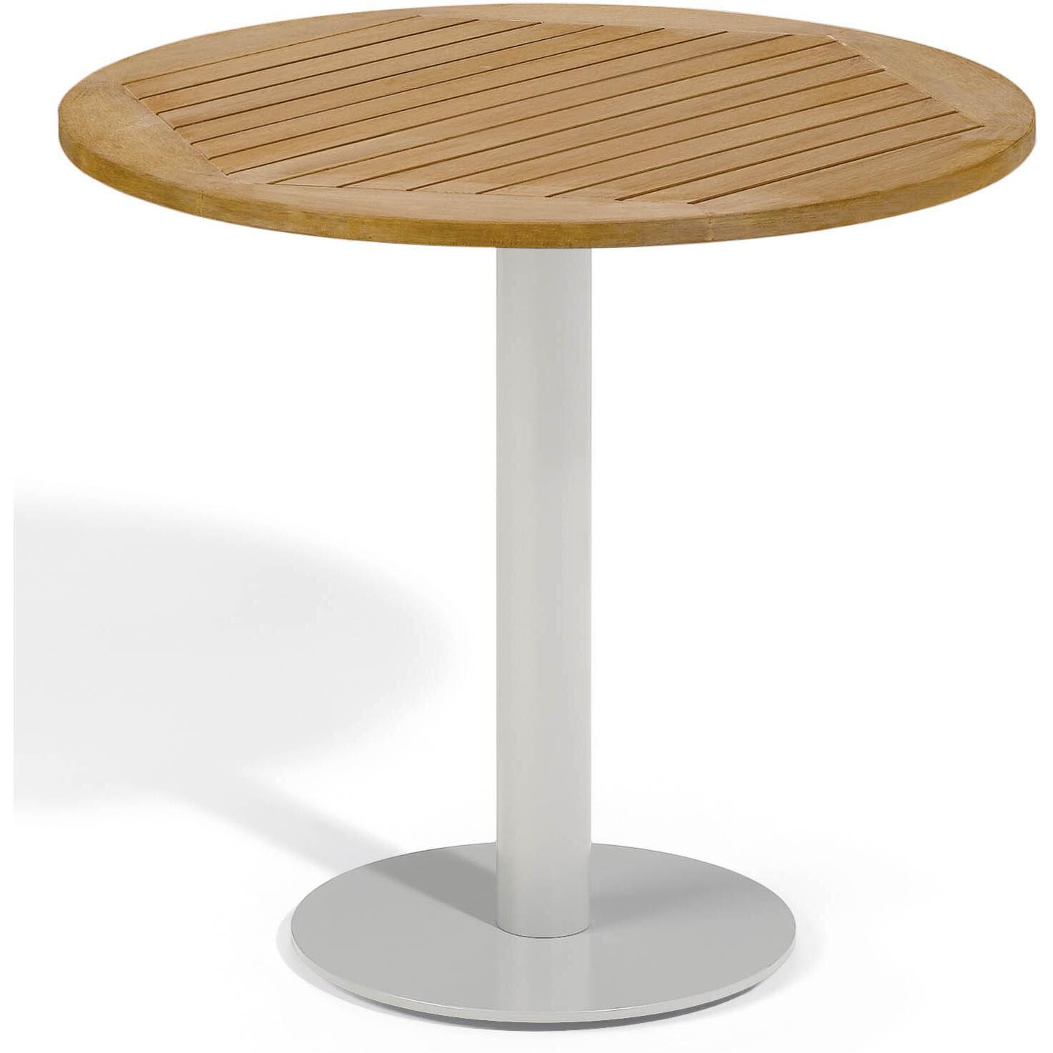 Travira 32-Inch Round Patio Bistro Table W/ Natural Tekwood Top thumbnail