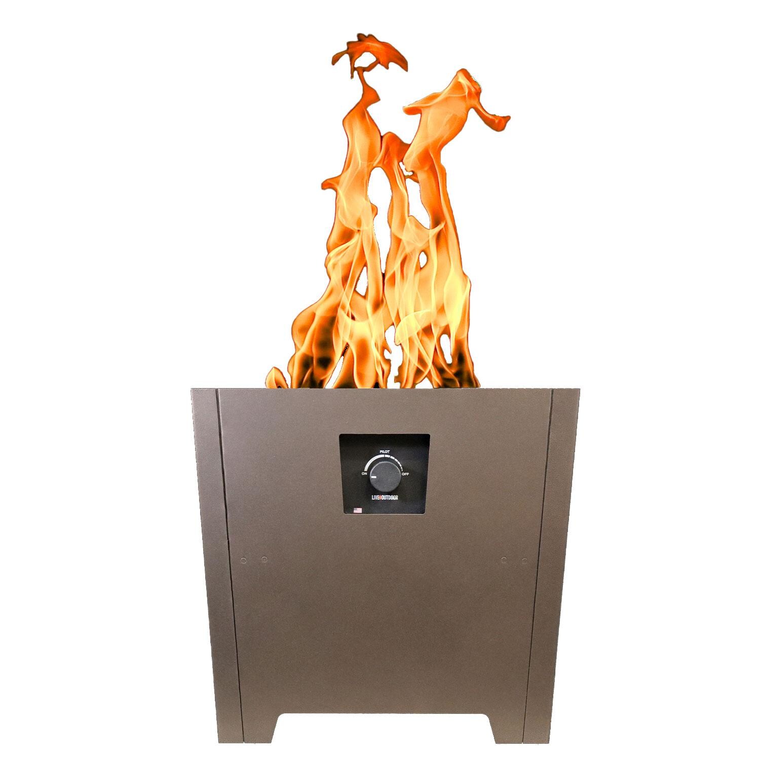 Firestorm FS2BRNLP 2 Series 18 Inch Propane Portable Square Powder-Coated Steel Fire Pit - Brown by Live Outdoor - Fire - White Background thumbnail