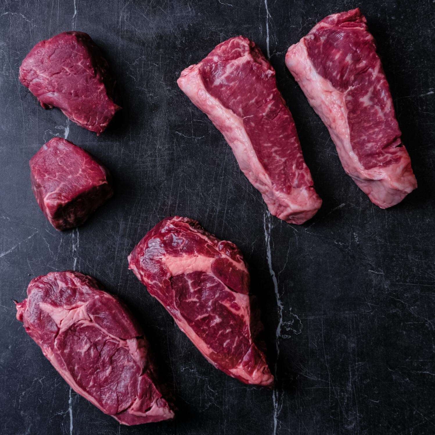 Steakhouse Classic Cuts Assortment | 2 ea Filet, Ribeye, & Strip | BBQGuys USA Premium Cuts image
