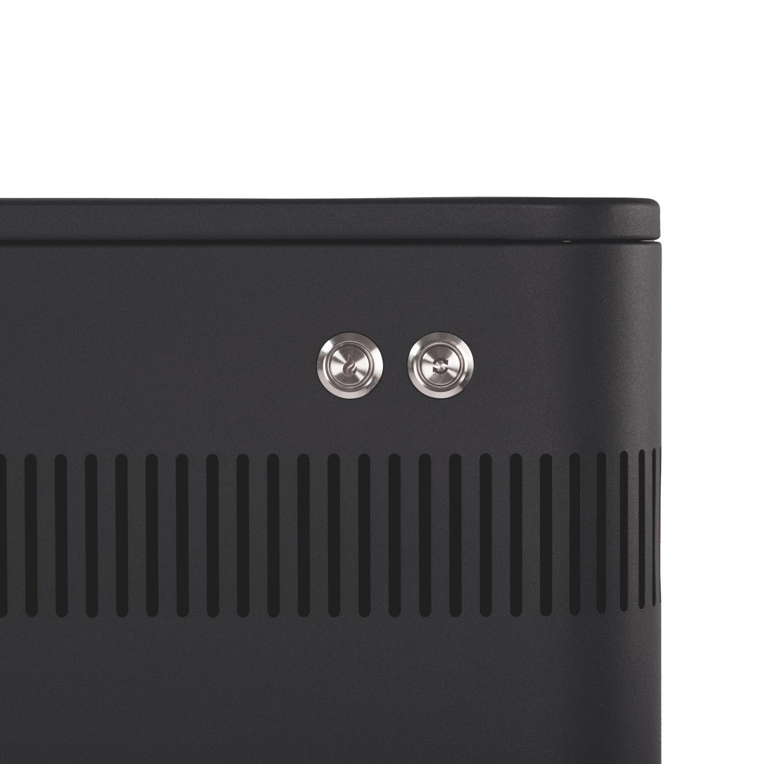 Everdure HBCE1BBSUS FUSION 29-Inch Charcoal Grill w/ Rotisserie & Electronic Ignition - Matte Black - Ignition & Rotisserie Control Buttons - Detail thumbnail