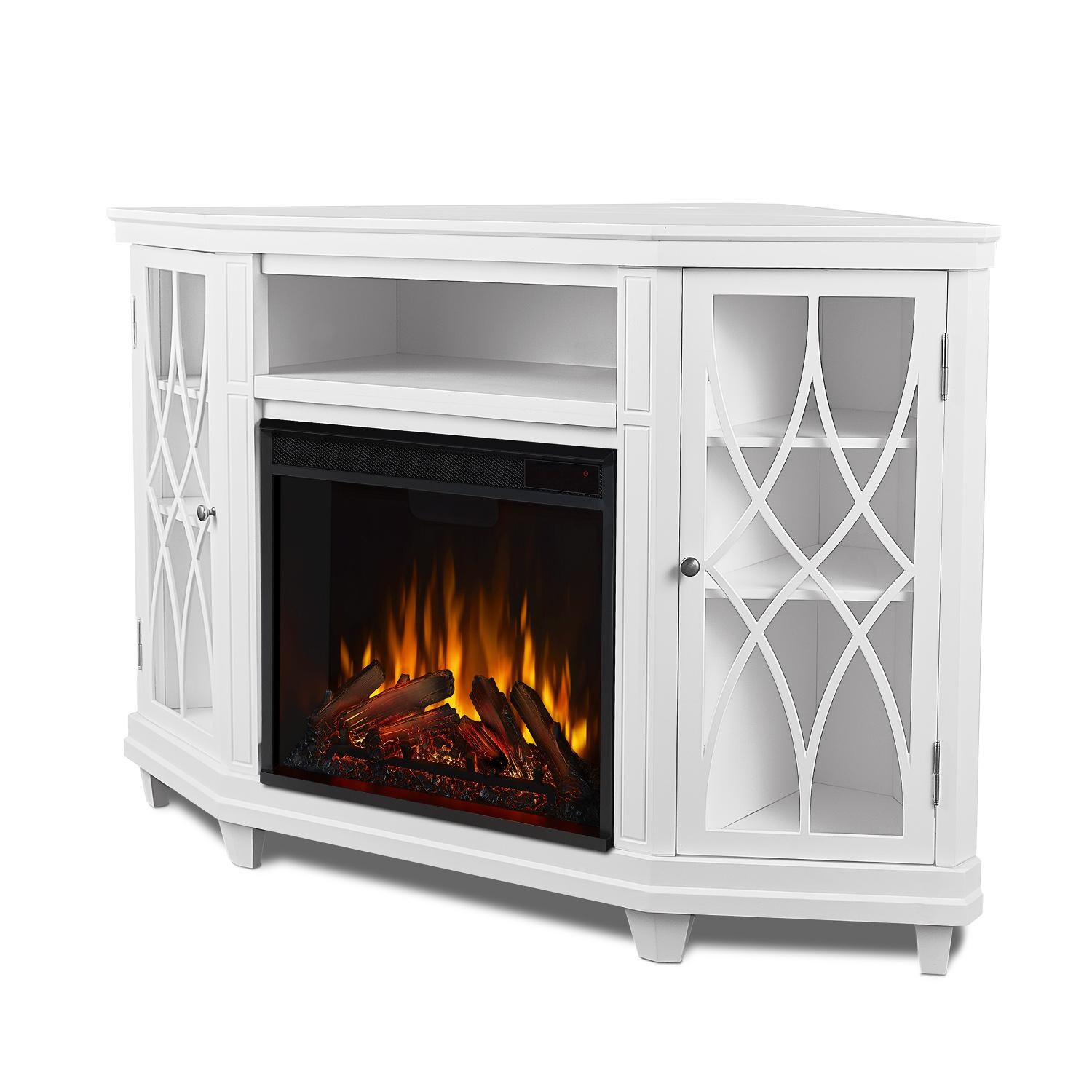 Real Flame - 1750E-W - Lynette 56-Inch Corner Electric Fireplace Entertainment Center - White - Side View thumbnail