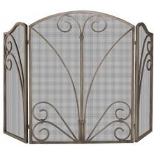 UniFlame 55-Inch 3 Fold Venetian Bronze Fireplace Screen With Decorative Scrollwork - S-1662 image