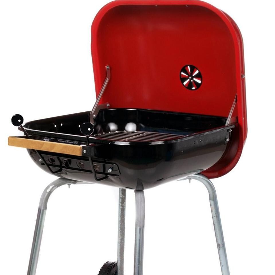 Meco Charcoal BBQ Grill With Wheels Red 4100 BBQ Guys