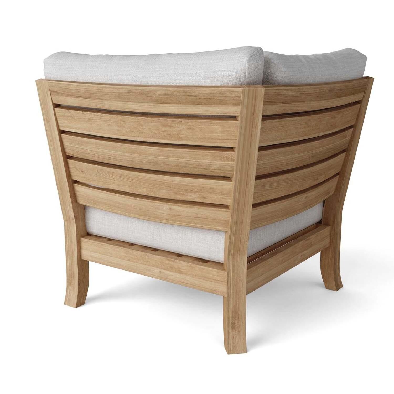 Currier Bay 11 Pc Teak Seating Set in Canvas Natural by Lakeview Outdoor Designs - Corner Chair Back - White Background thumbnail
