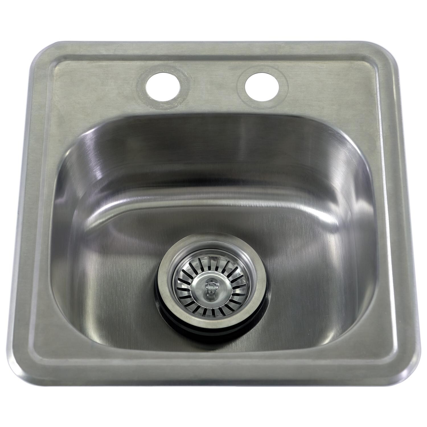 BBQGuys - BBQ-SM1515 - 15 X 15 Stainless Steel Topmount Sink - Shown W/ Strainer (Not Included) thumbnail