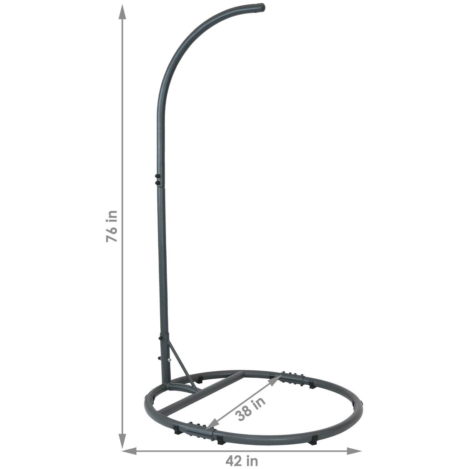Ultimate Patio 76-Inch Steel Egg Chair Stand w/ Extra Wide Round Base - Gray - Dimensions thumbnail