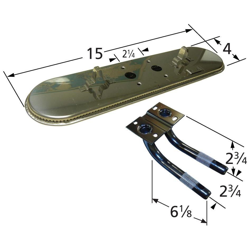 Stainless Steel Oval Twin, Centered, 2.25 Inch Offset Burner - 11622-78202 - Dimensions thumbnail
