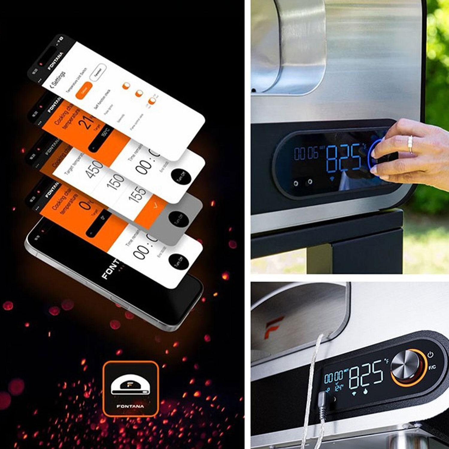 Fontana Forni FFVOLTA70-B Volta 70 Hybrid Smart Outdoor Oven - Black - Control Temperature by Phone App w/ Dual Probes - Detail  thumbnail