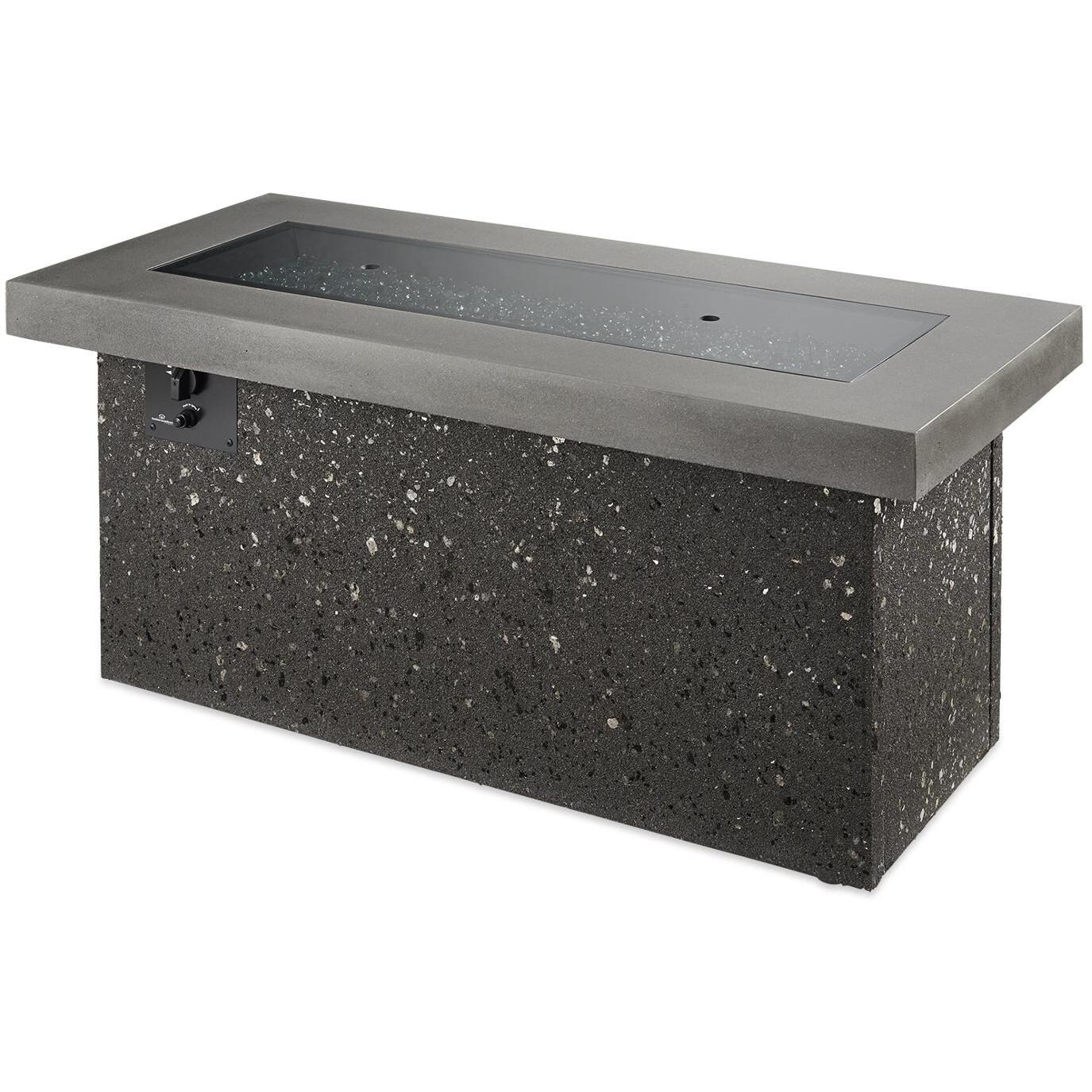 The Outdoor GreatRoom Company Key Largo Linear Gas Fire Pit Table - Midnight Mist - Includes grey glass burner cover thumbnail
