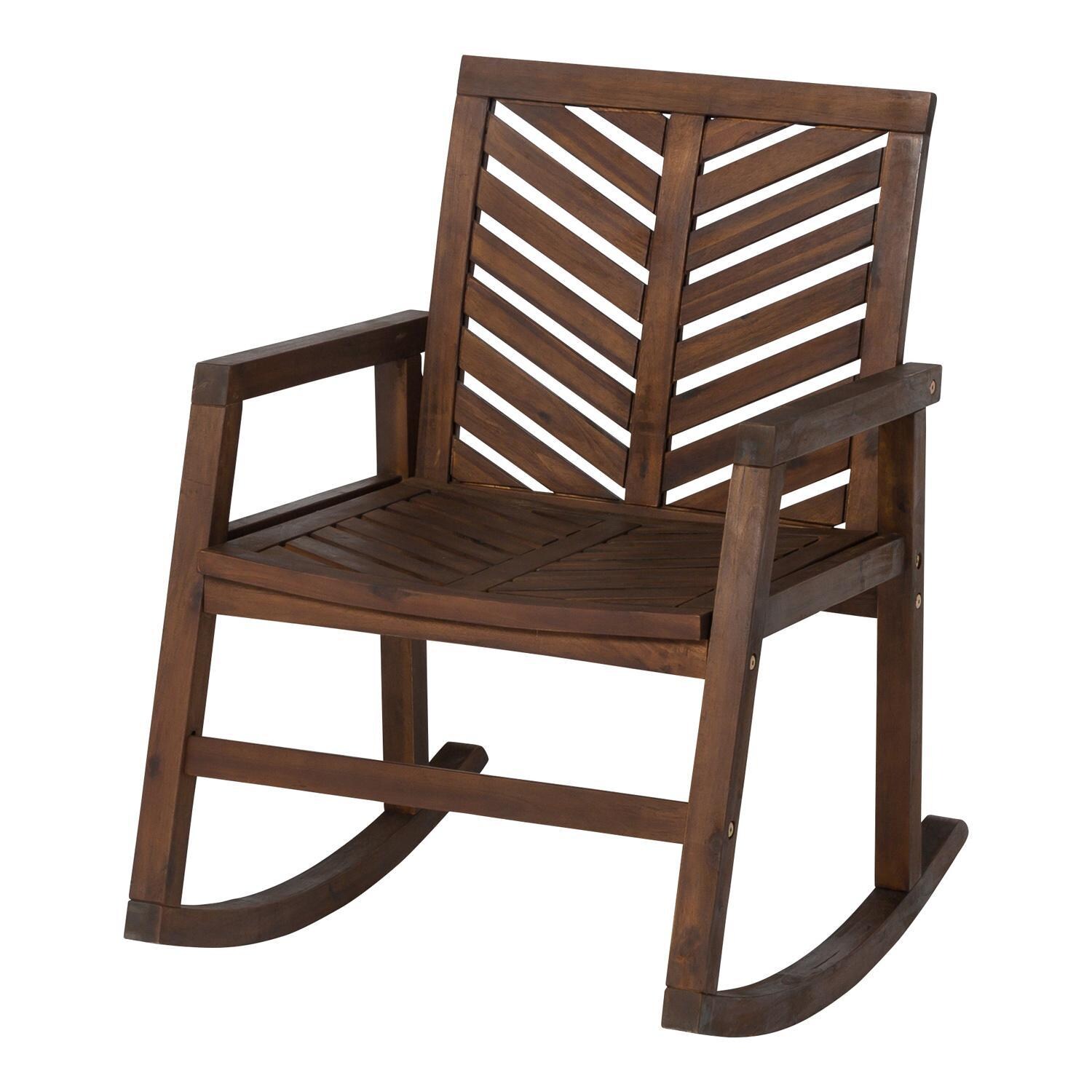 Ultimate Patio Wishlake Acacia Patio Rocking Chair - Dark Brown - Front View thumbnail