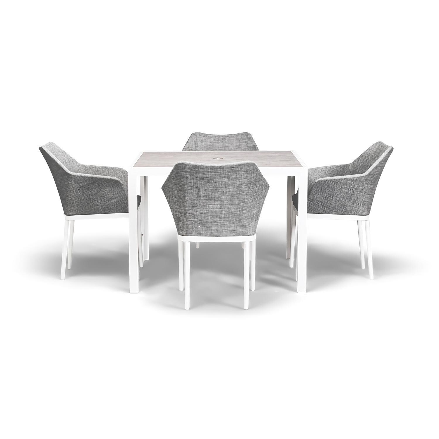 Starlook Bay 5 Pc Aluminum Dining Set in White by Lakeview - White Background thumbnail