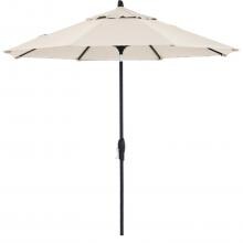 9 Ft. Octagonal Aluminum Auto Tilt Patio Umbrella W/ Crank Lift By BBQGuys - Black Frame / Sunbrella Cast Ash Canopy