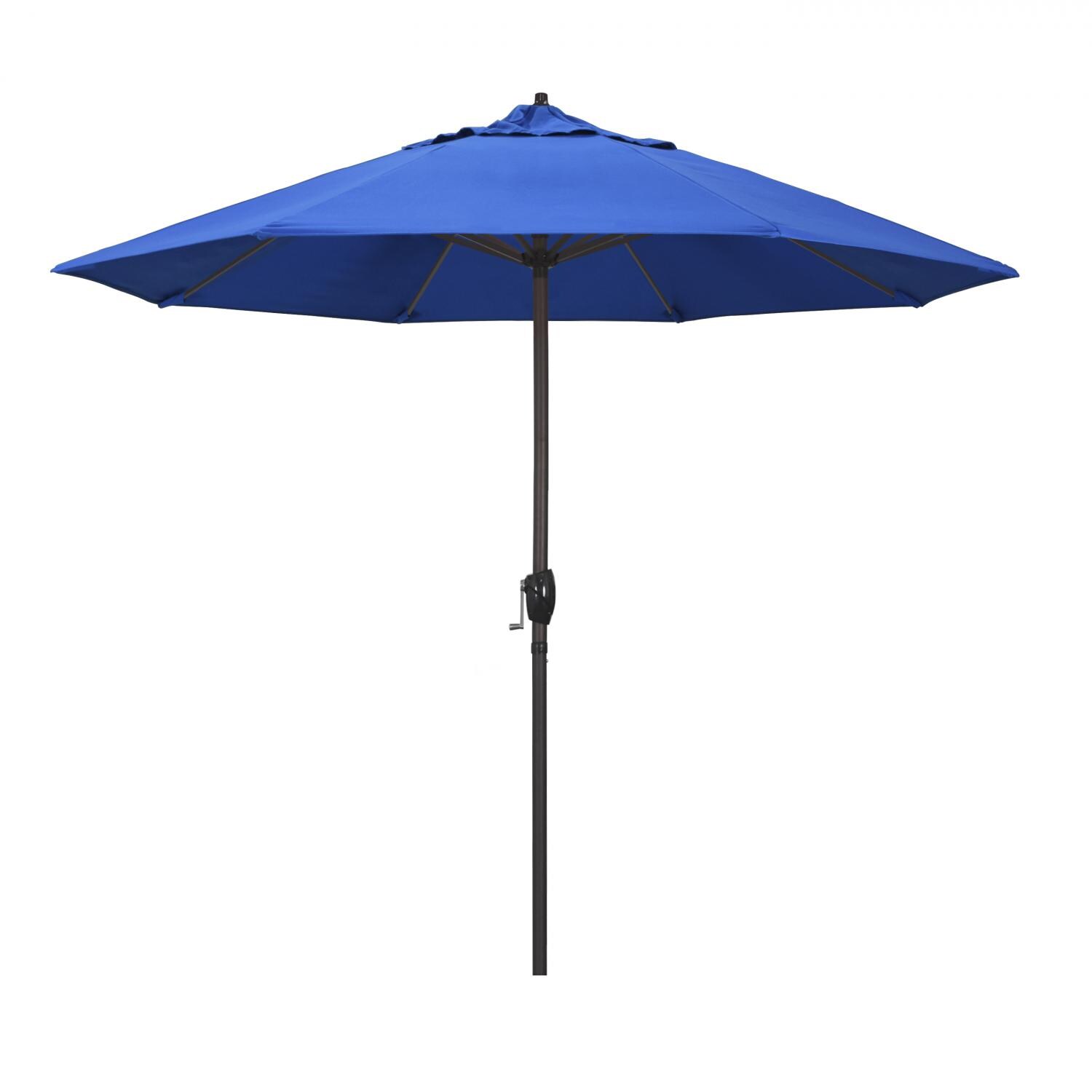 California Umbrella 9 Ft Octagonal Aluminum Auto Tilt Patio Umbrella W/ Crank Lift & Aluminum Ribs - Bronze Frame / Royal Blue Canopy thumbnail