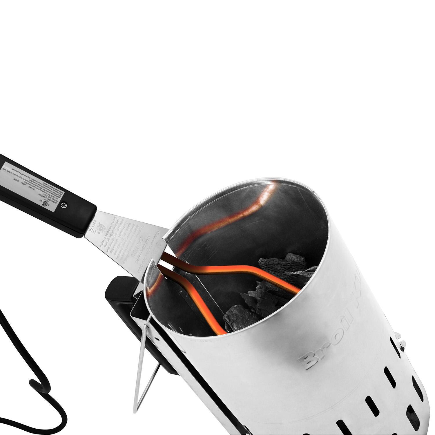 Broil King Stainless Steel Chimney Charcoal Starter - 63970 - Starter On - White Background thumbnail