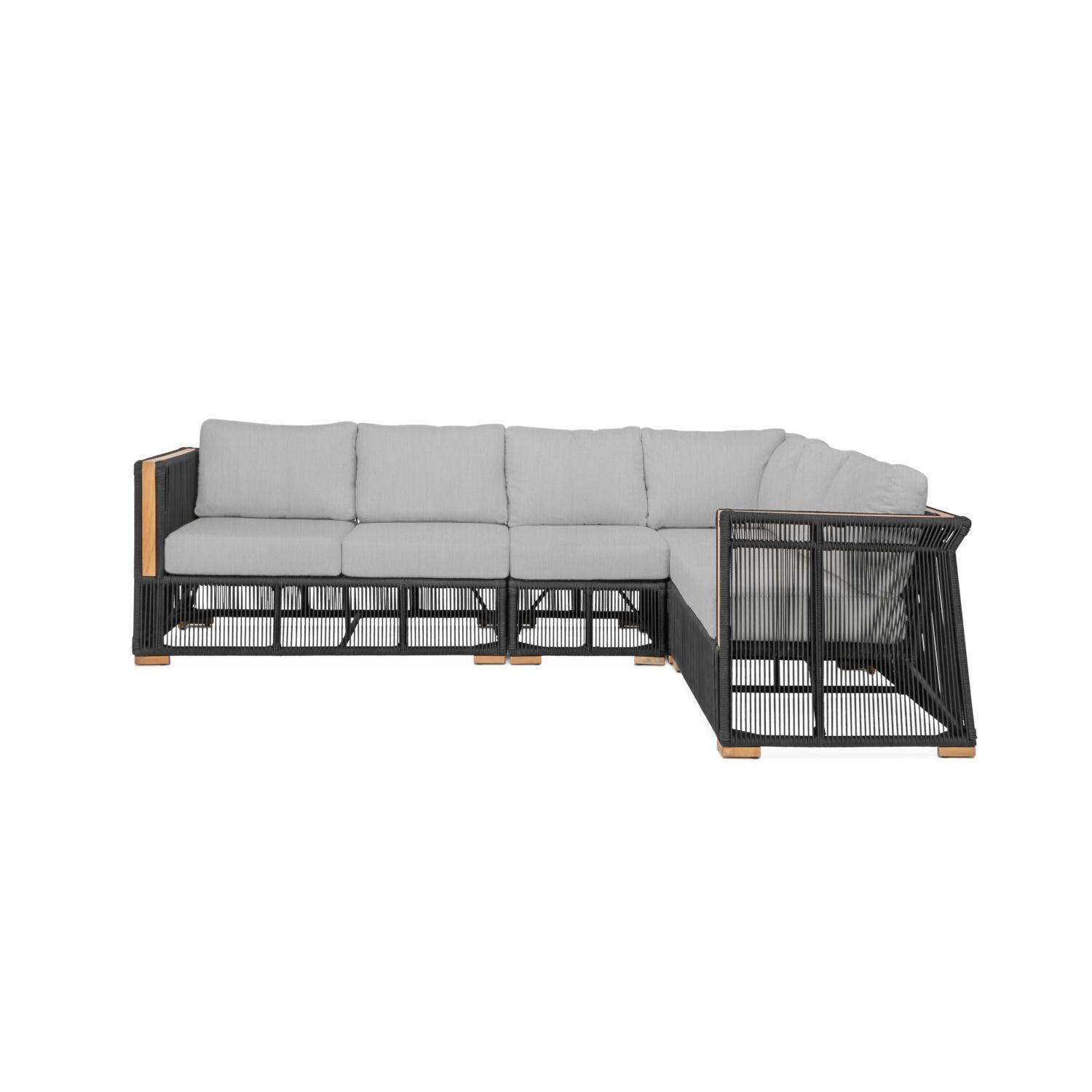 Breeze Olefin Rope & Teak Patio Sectional Set in Charcoal/Granite By ...