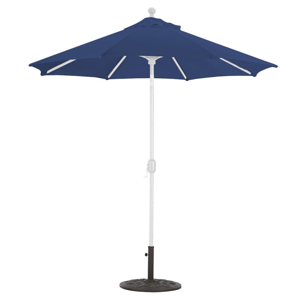 Galtech 7.5 Ft. Octagonal Aluminum Patio Umbrella W/ Crank Lift & Deluxe Auto Tilt - White Frame W/ Navy Sunbrella Fabric (Umbrella Base Not Included) thumbnail