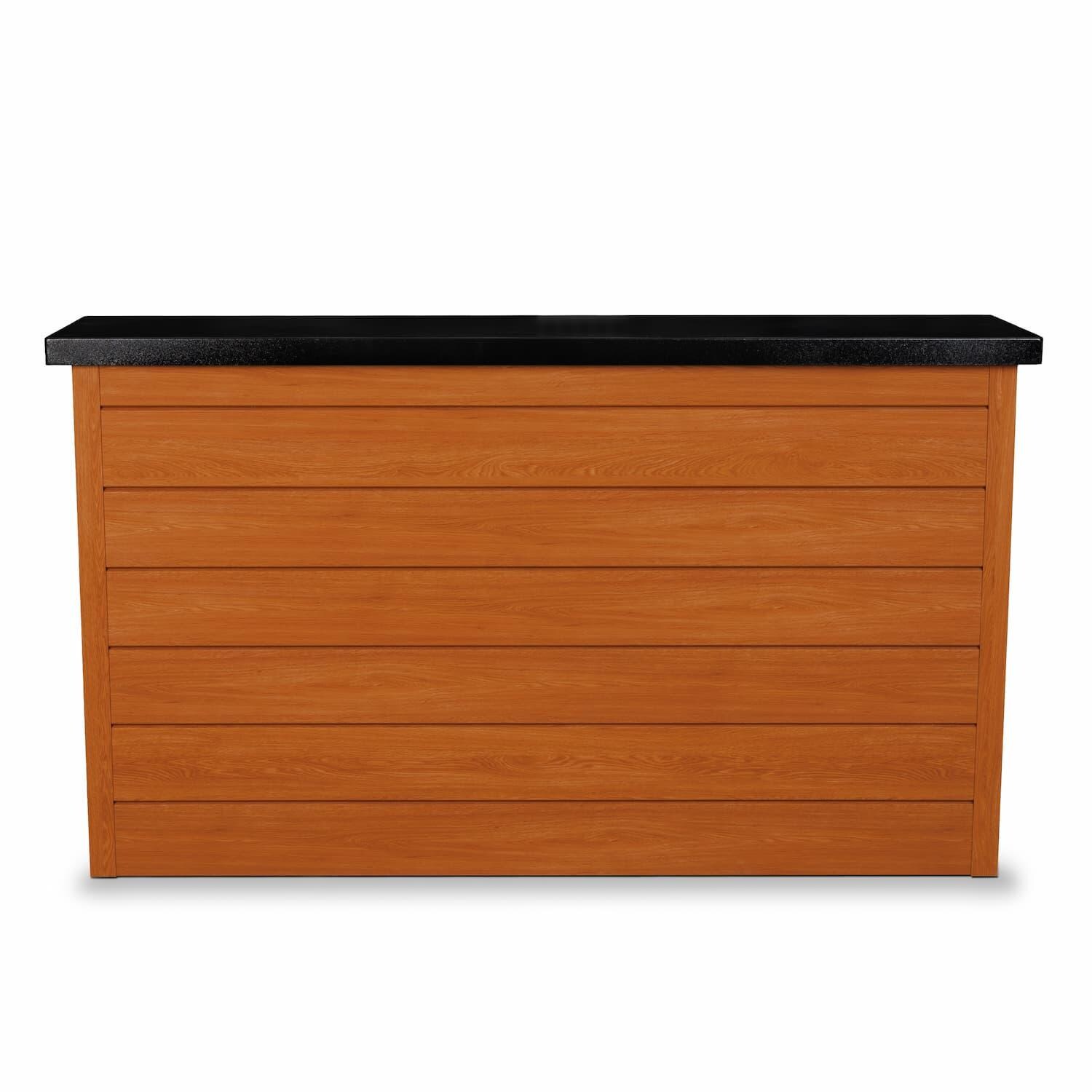 BBQGuys Signature 72 Inch 360 Degree Swivel Outdoor TV Lift Cabinet | Chai Cedar w/ Black Aluminum