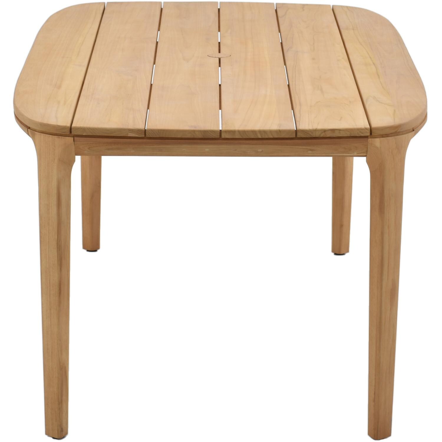 Lakeview Outdoor Designs LV-377-7 Ridgeview 5 Pc Teak Dining Set in Beige - Table Side - White Background thumbnail