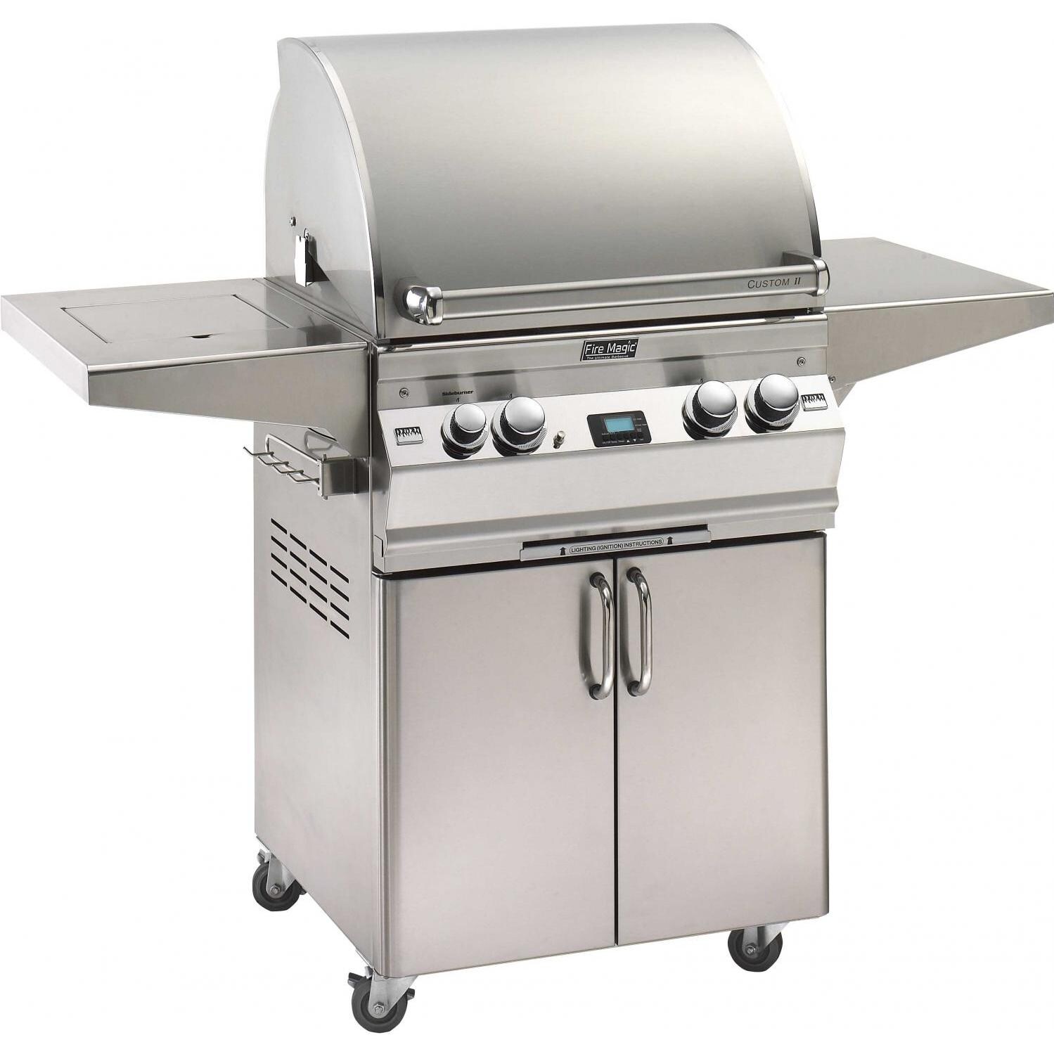 Fire Magic Aurora A530s Natural Gas BBQ Grill With Single Side Burner, One Infrared Burner And Rotisserie On Cart