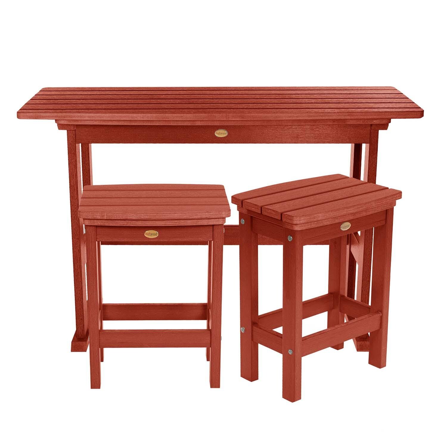 Hart Lane 3 Pc Recycled Plastic Counter Height Dining Set in Rustic Red By Lakeview - White Background thumbnail