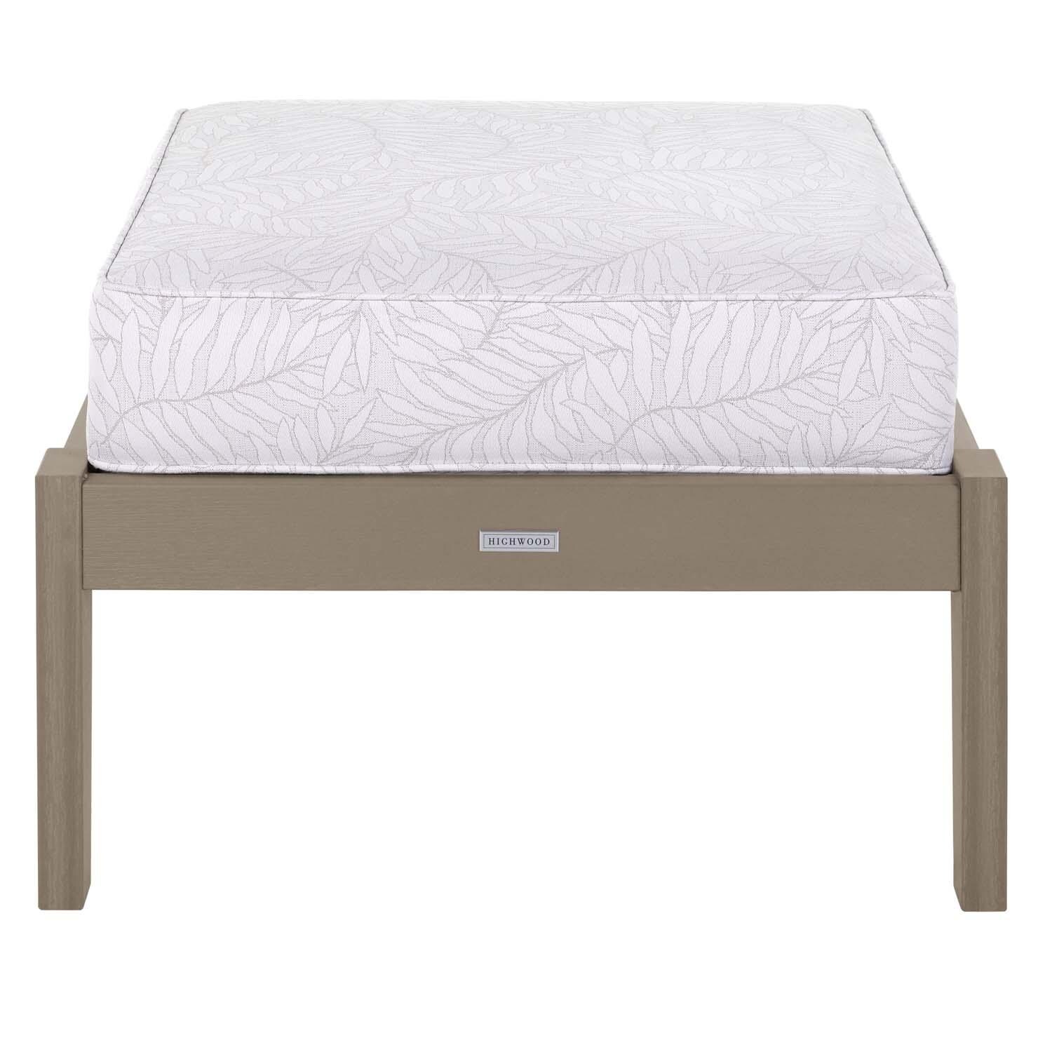 Blushing Bay Recycled Plastic Ottoman in Lively Parchment/Woodland Brown by Lakeview Outdoor Designs - White Background thumbnail
