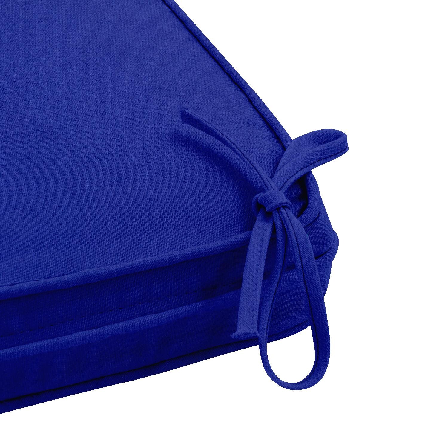 Sunbrella Canvas True Blue Large Outdoor Replacement Bench Cushion W/ Piping By UltimatePatio.com - Tie Detail thumbnail