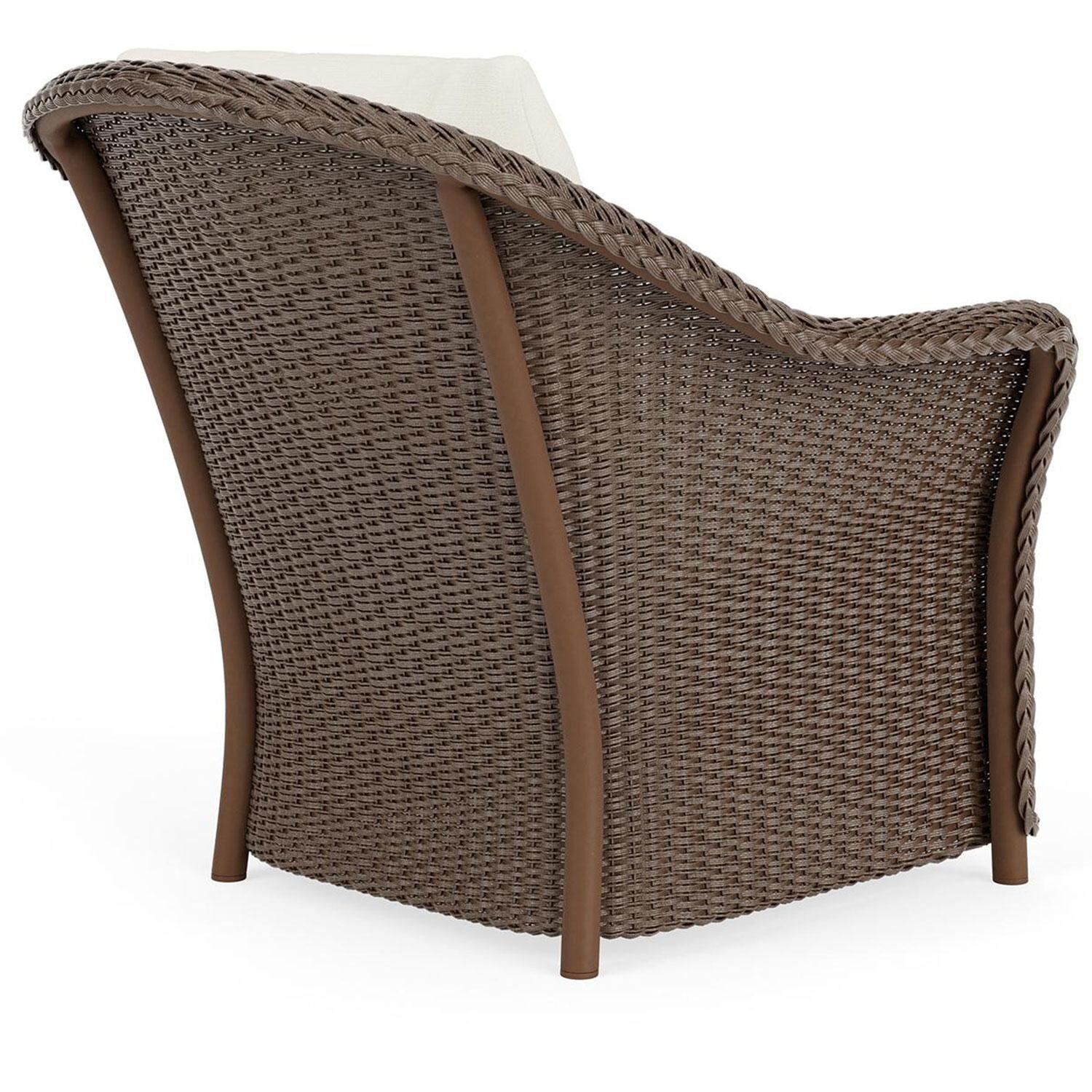 Lloyd Flanders Weekend Retreat Lounge Chair in Bark Finish W/ Sailcloth Salt Fabric - Back Right thumbnail