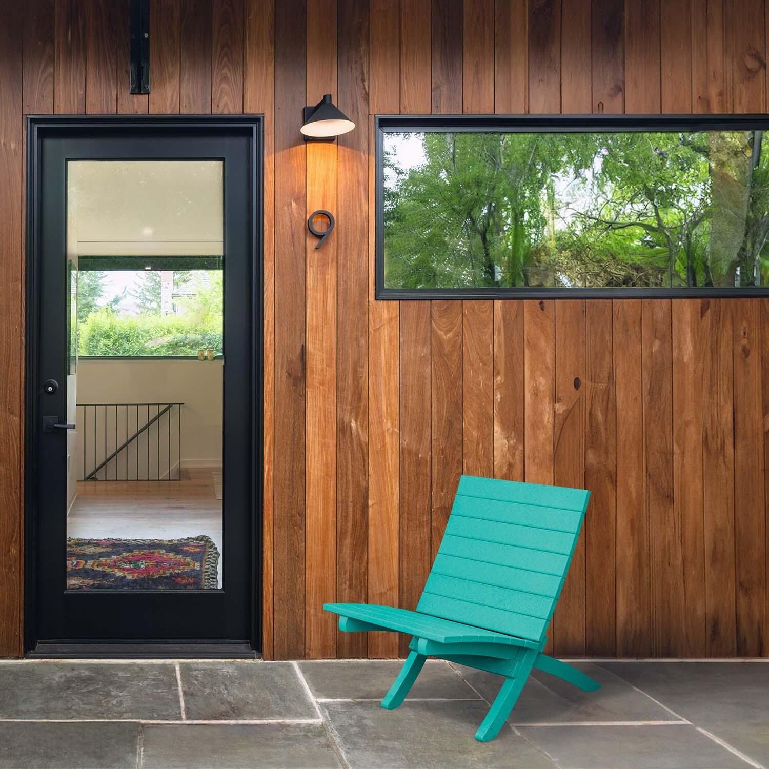 Hazel Cove Recycled Plastic Folding & Stacking Dining Side Chair in Seaglass Blue by Lakeview Outdoor Designs - By Door - Lifestyle thumbnail