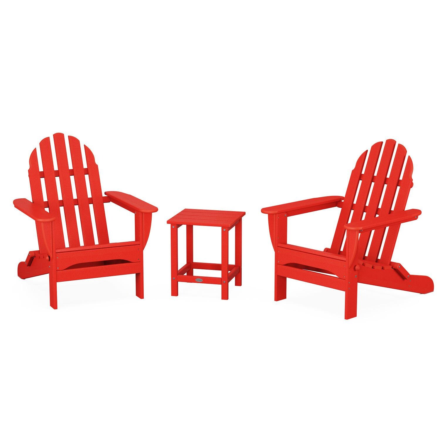 POLYWOOD PWS700-1-SR Classic Folding Adirondack 3-Piece Set W/ Long Island 18-Inch Side Table thumbnail
