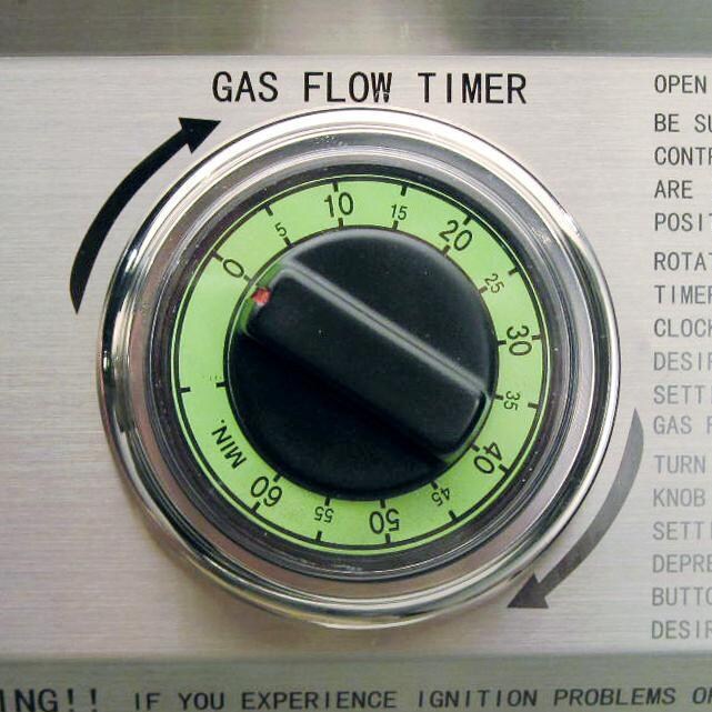 PGS T-Series Commercial 39-Inch Gas Grill With Timer - FuelStop Gas Flow Timer Closeup