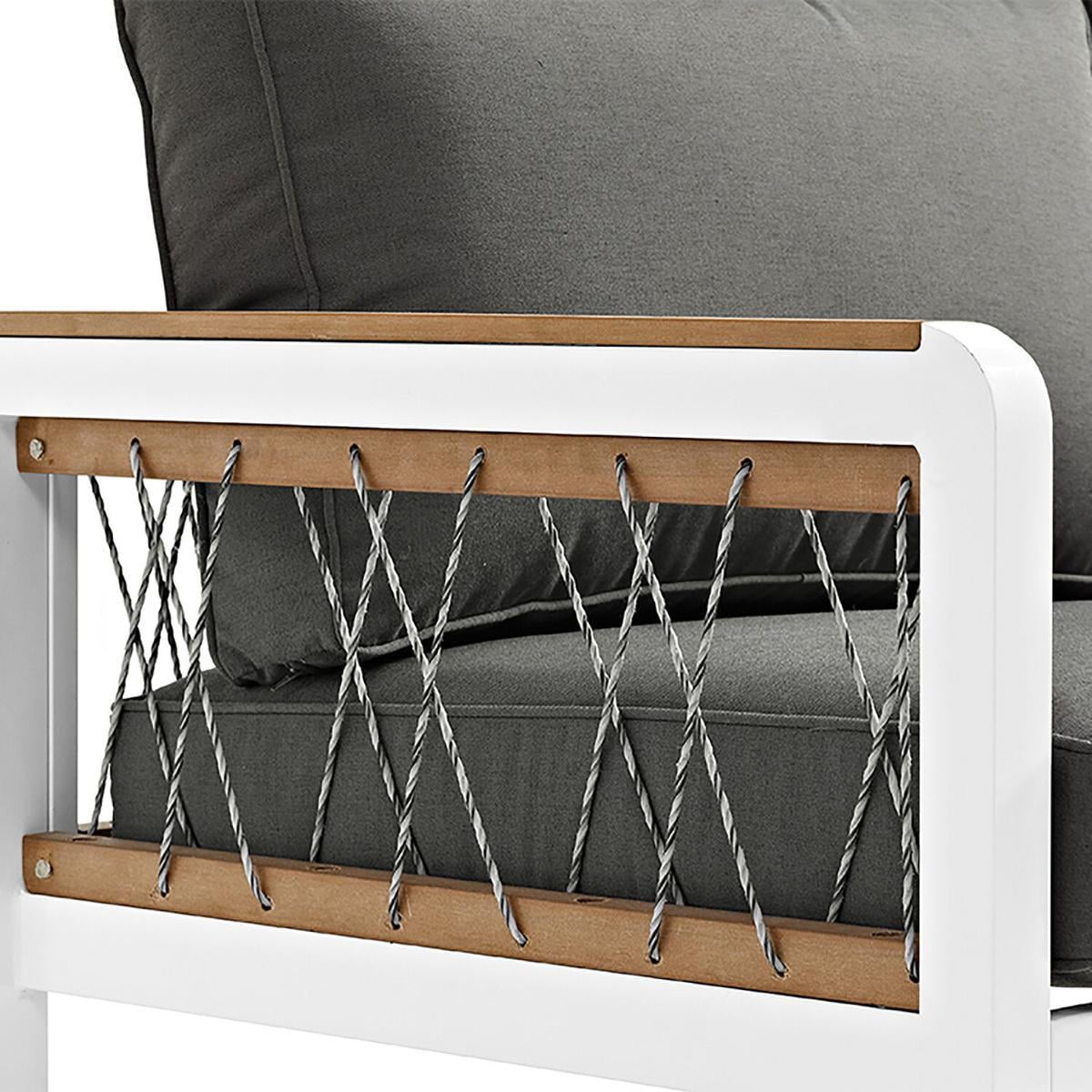 Ultimate Patio Knotted Rope 4 Piece Aluminum Patio Sectional Set W/ Gray Cushions - Rope Detail thumbnail