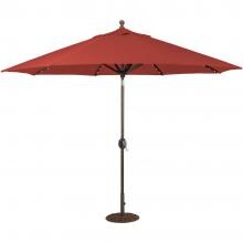 Galtech 11 Ft. Lighted Octagonal Aluminum Patio Market Umbrella W/ Crank Lift And Auto Tilt - Black Frame W/ Sunbrella Canvas Henna Canopy