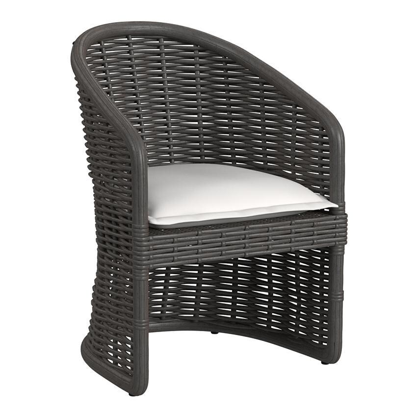 Cabo Resin Wicker Dining Arm Chair in Kahlua/Soothe Pearl by Sunset West - White Background thumbnail