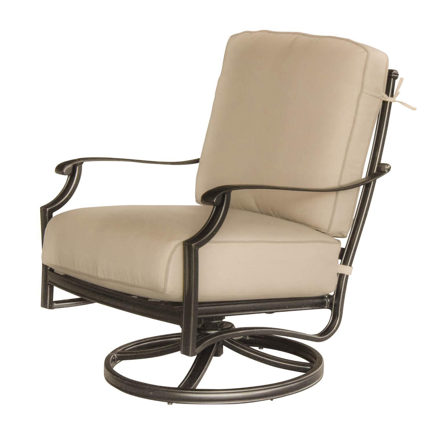 Carondelet Cast Aluminum Patio Swivel Rocker Club Chair W/ Sunbrella Spectrum Sand Cushion thumbnail